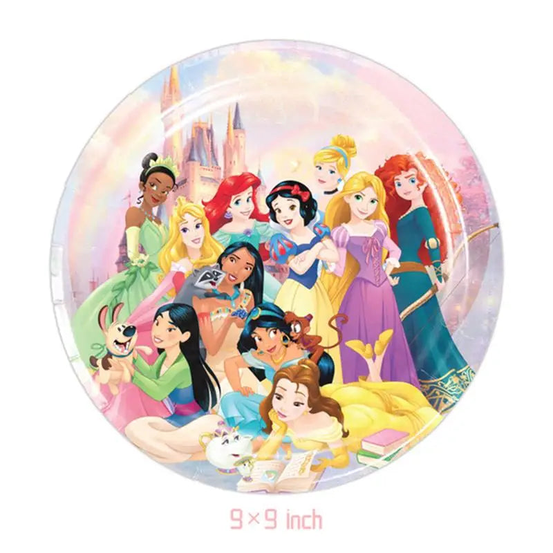 Princess Party Supplies Birthday Disposable Tableware Set  Tablecloth Paper  Plate Napkin for Kid Girl Birthday Supplies