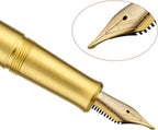 Hongdian M2 Brass Fountain Pen EF/F/M/Long Knife Nib Short Pocket Portable Writing Pen with Converter