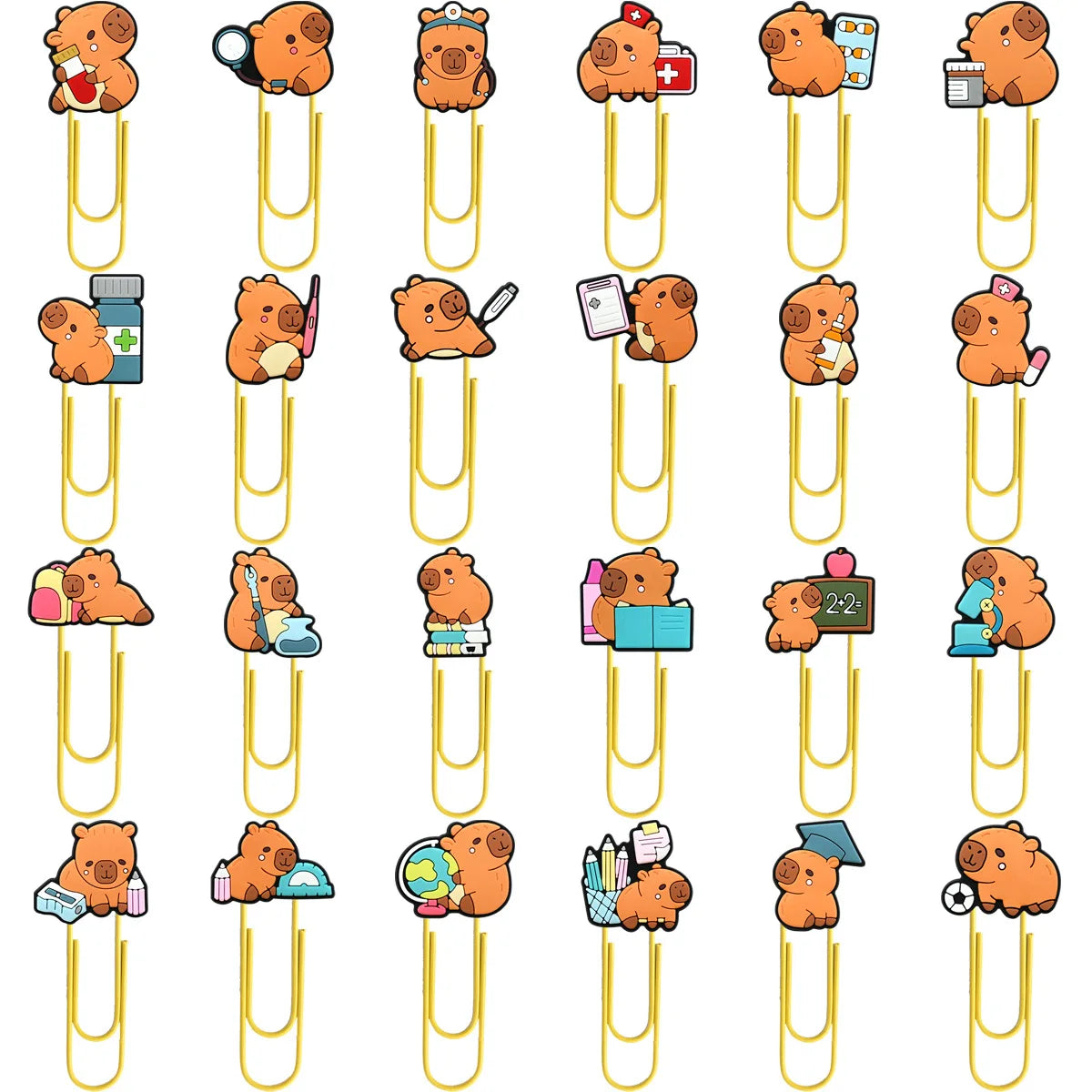 12 pcs Random Capibala Cartoon Paper Clips Diy Binder Clip Bookmark Decoration Kawaii School Office Supplies