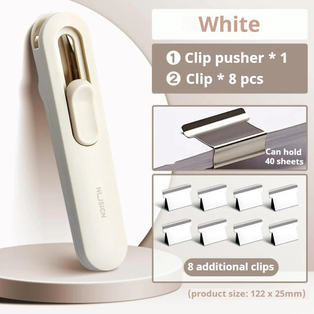 Mini Traceless Reusable Hand Clamp Push Stapler Paper Book File Office School Student Binder Binding Tools Supplies
