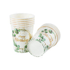 Green Eucalyptus Leaf Disposable Tableware Paper Plate Cup Napkin Banner Kids Adult Happy Birthday Birthday Party Decor Supplies