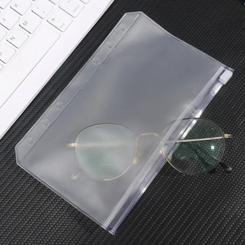 2/6/12Pcs Waterproof A6 6-Hole Binder Pockets Waterproof PVC Cash Budget Envelopes Zipper Binder Pouches for Notebook Planner