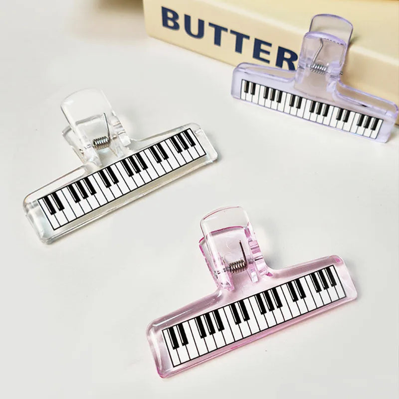 1Pc Music Style Piano Pattern Transparent Acrylic Clip Piano Score Fixed Binder Clamp Office Folder Student Test Paper Organizer