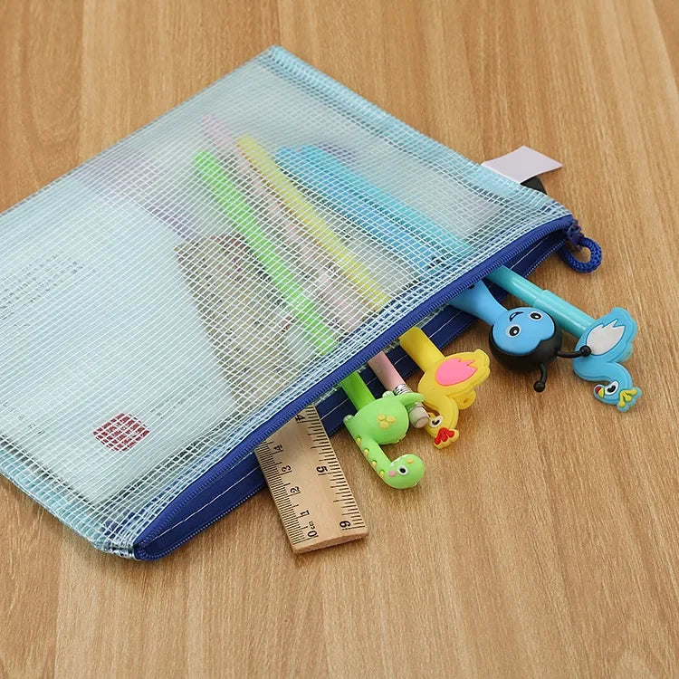 5PCS Stationery Storage Folder File Mesh Zipper Pouch A4 A5 A6 B5 2PCS A3 B4 Document Bag Zip File Folder School Office Supplies