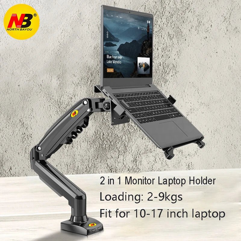 2 in 1 NB NEW F80 + FP-2 for 17-30' Monitor + 10'-17' Laptop Desktop Holder Notebook Computer Mount Stand Laptop Clamp