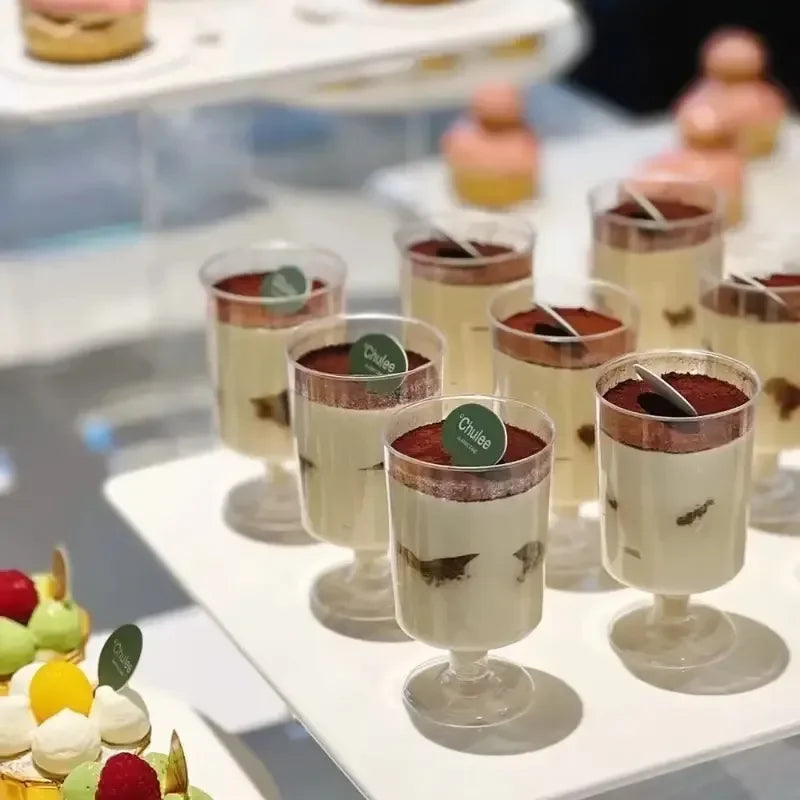 10/20/30pcs Disposable Dessert Cups Round Mouth Plastic Yogurt Mousse Cake For Birthday Party Appetizer Wedding Chocolate Cup