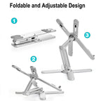 Foldable Laptop Stand 360°Rotation Notebook Table Adjustable Aluminum Alloy Holder Portable X Type Bracket for 10-17 inch Laptop