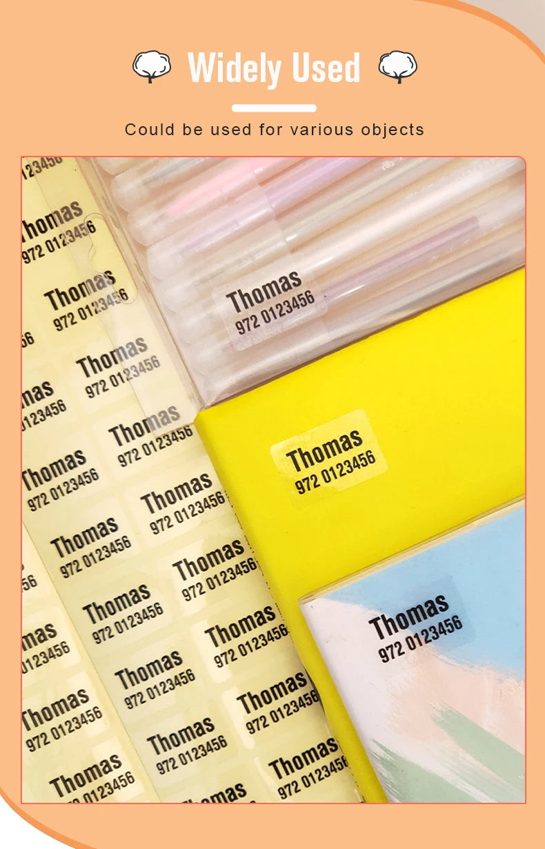 150pcs Transparent Waterproof Name Sticker Custom Personalized Self-adhesive Kids School Label Child Stationery Tag In Hebrew