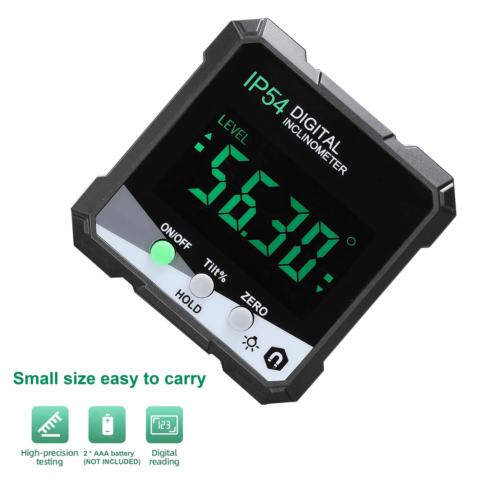 IP54 4x90° Portable Digital Inclinometer LCD Backlight Digital Protractor Slope Meter Digital Angle Ruler Single Side Magnetics