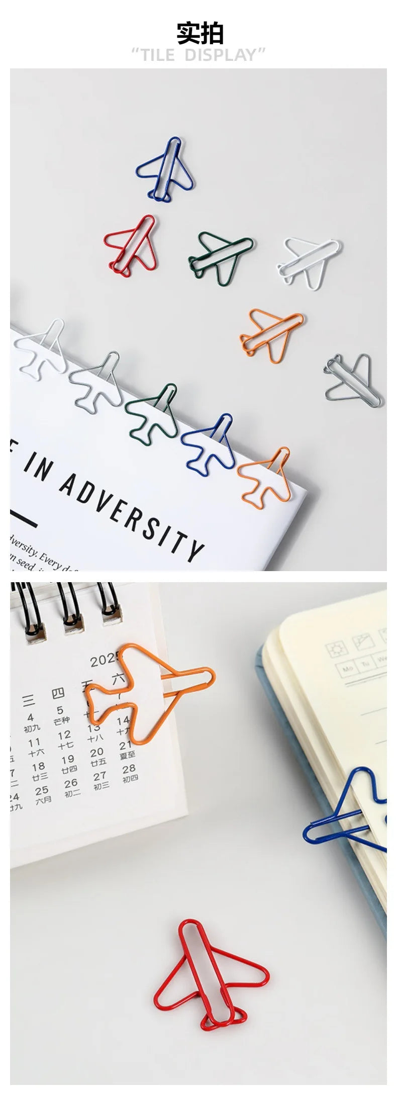 20-100pcs Metal Airplane Shape Office Paper Clips Bookmark School Office Stationery DIY Paper Clip Holder Craft Supplies