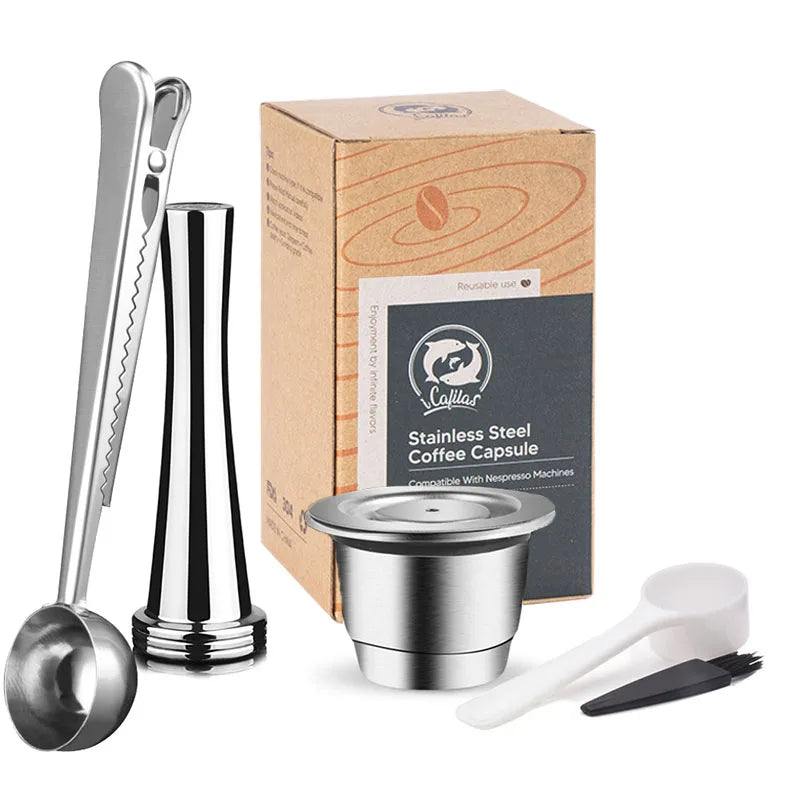 Reusable Nespresso Coffee Capsules Cup Stainless steel Refillable Coffee Capsule Refilling Filter Coffeeware