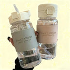 500ml Leak-proof Water Bottle with Straw Portable Student School Food Grade Plastic Water Cup Modern Simple Style Juice Beverage