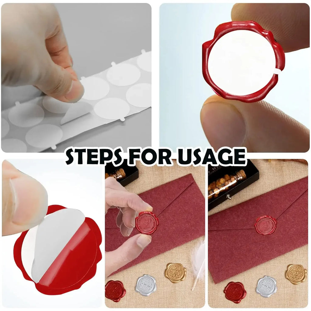 Double Sided Adhesive Dots Wax Sticker for Wax Seal Stamp Kit, 300Pcs(15 Sheets) Removable Sticker Tape Dots Adhesive Wax Seal