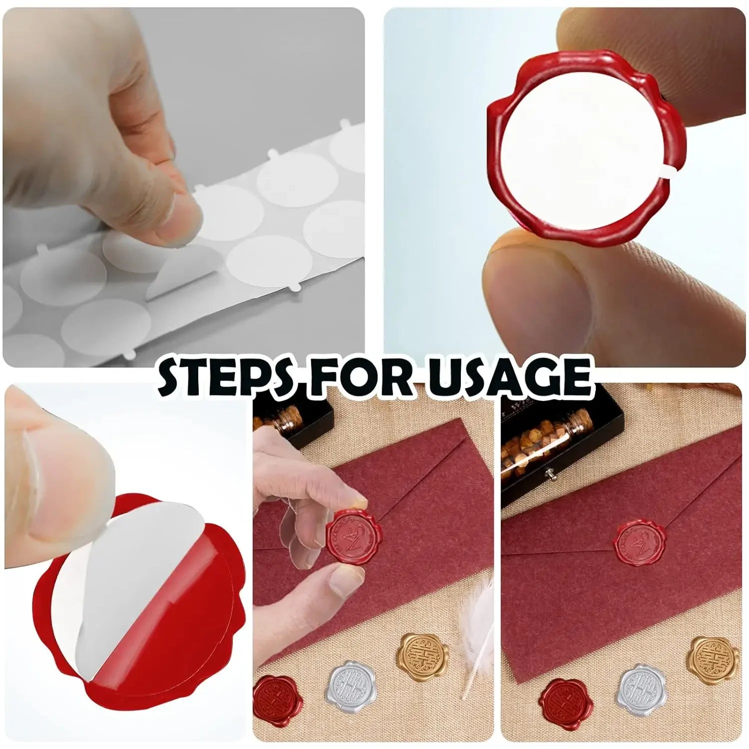 Double Sided Adhesive Dots Wax Sticker for Wax Seal Stamp Kit, 300Pcs(15 Sheets) Removable Sticker Tape Dots Adhesive Wax Seal