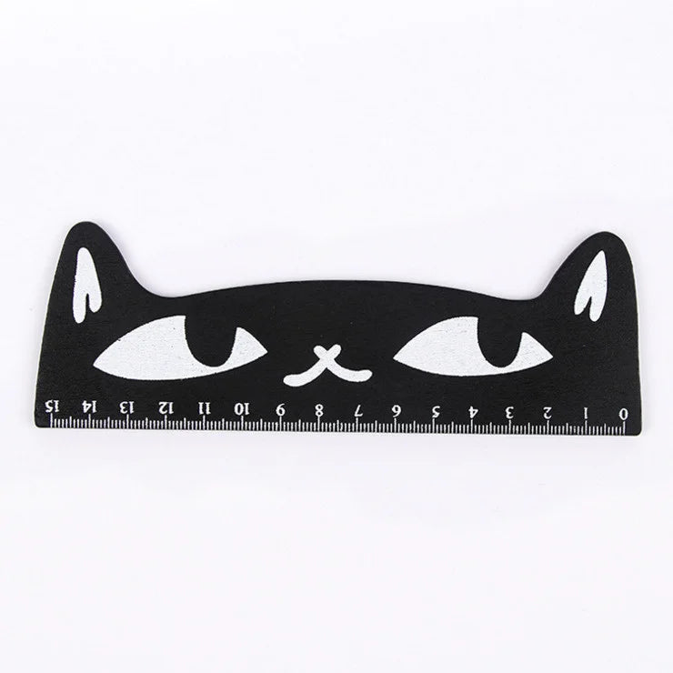 1 Pcs Lytwtw's Cute Kawaii Black Cat Kitten Straight Ruler Wooden Tools Cartoon Sewing Drawing Office School Stationery supplies