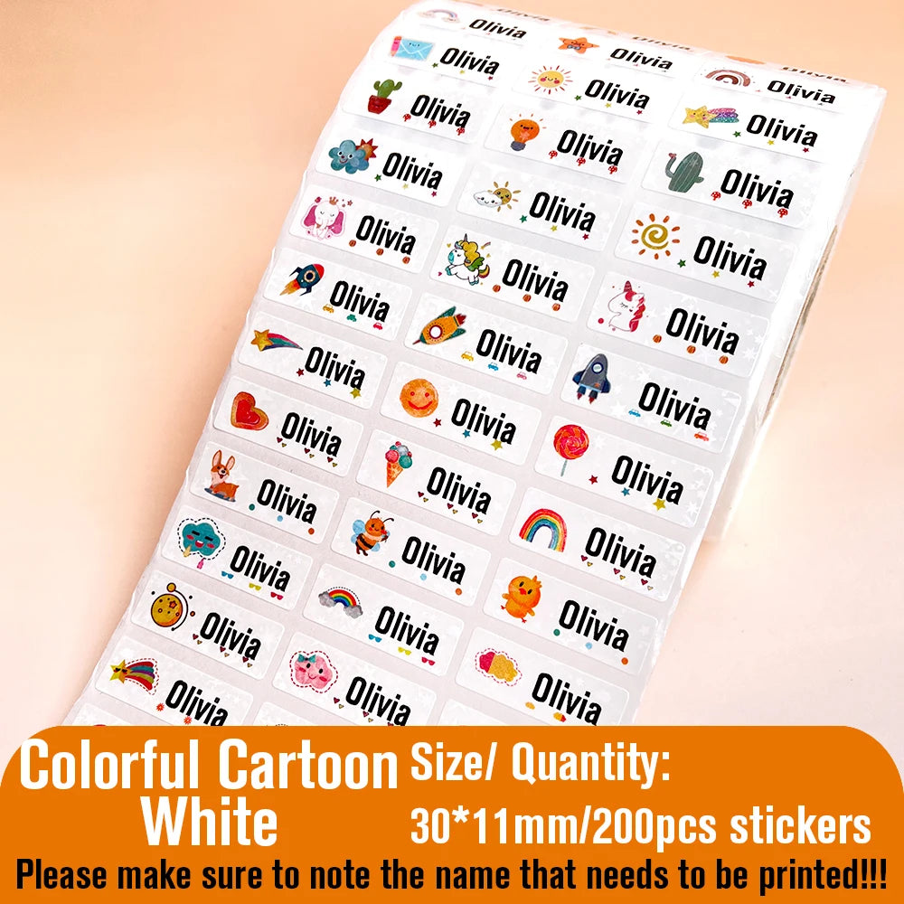 Custom Name Sticker Hebrew Waterproof Self-adhesive Baby Personalized Kids School Label Kindergarten Stationery Tag