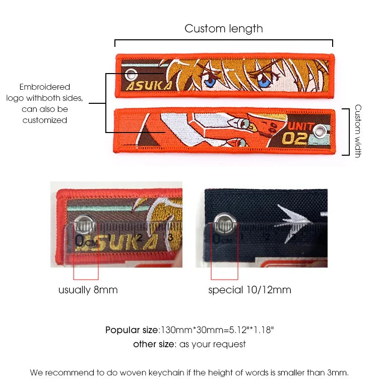 Wholesale Custom Embroidery Keychains Logo Flight Tag Keychain Jet Tag Keychain Personalized Name Key Ring Fabric Keychain