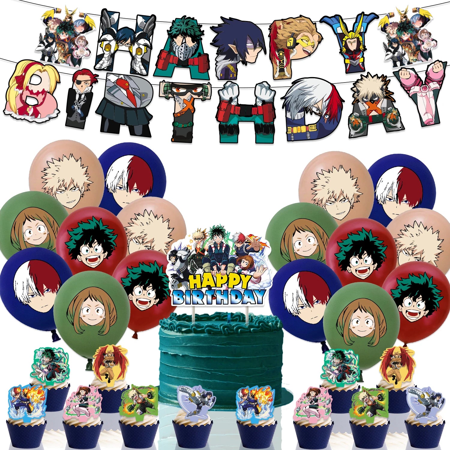My Hero Academy Birthday Party Decoration Disposable Tableware Cup Tablecloth Balloon Backdrop Cake Topper Baby Shower Supplies