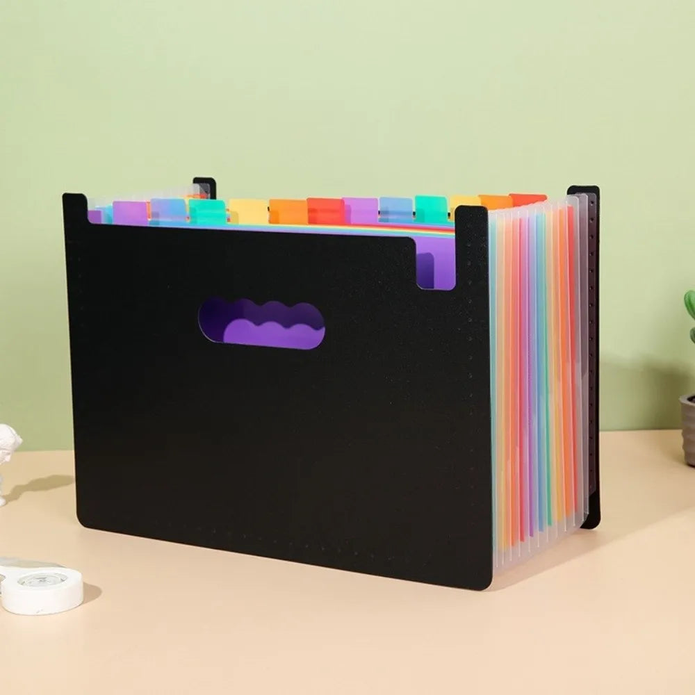Portable 13/25 Pockets Expanding File Box A4 Expanding Capacity Accordion File Folder Document Organizer Office