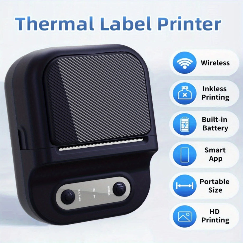 Portable Label Printer Mini Thermal Printe Self-adhesive Inkless 12-58mm Label For School/ Home/ Office/Supermarkets/ Warehouses
