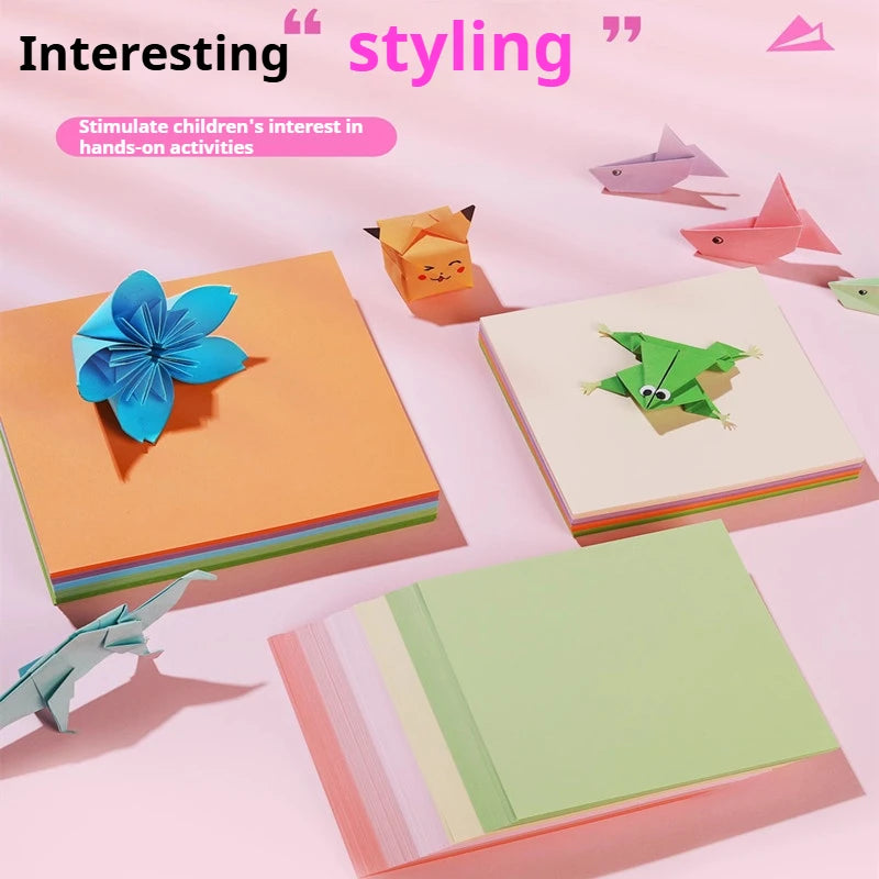 100/200/300pcs Square Origami Paper Double Sides Solid Color Folding Paper Multicolor Kids Handmade DIY Scrapbooking Craft Decor