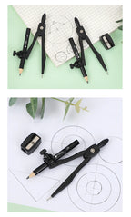 JIANWU Black Metal Compass Geometry Set Zinc Alloy Multifunction-clip Pen Compass Writing Drawing Tools School Office Stationery