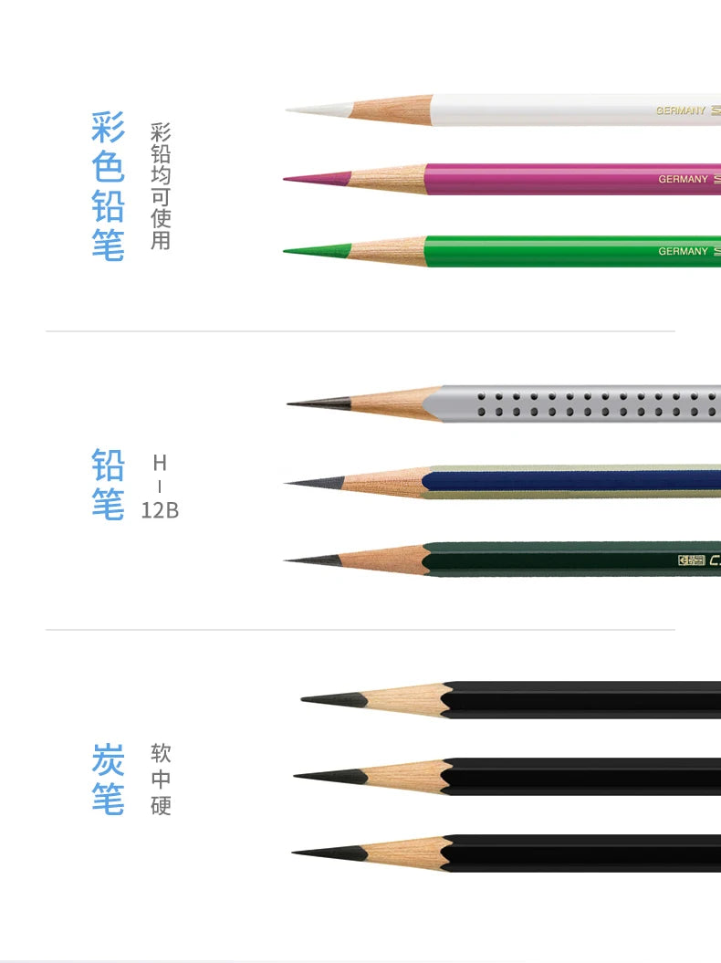 Faber Castell Artists Long Point Pencil Sharpener Manual for Art Charcoal Pencils/Drawing/Sketching Pencils Adjustable Points