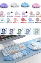 Cloud Keyboard Wrist Rest Mouse Pad Wrist Support Keyboard Set with Ergonomic Memory Foam Anti-Slip Base for Home Office Laptop