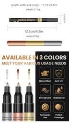 1Pcs Chrome Mirror Marker Pen 0.7mm 1mm 2mm DIY Reflective Paint Pen Permanent Gold Silver Copper Marker Model Painting Marking