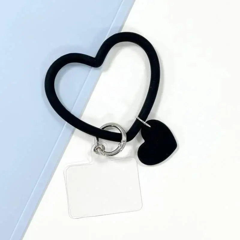 1Pc Silicone Heart Loop Cell Phone Hand XYu Wrist Strap With Key Chain Holder - Universal Mobile Straps For All Smartphones
