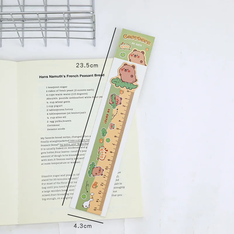 Cartoon Capybara Magnetic Bookmark Ruler Cute Irregular Drawing Ruler for Students Creative Kawaii Kids School Stationery