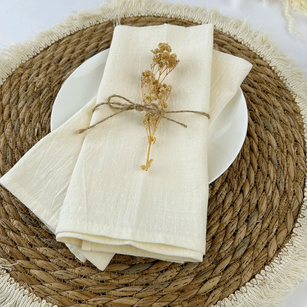 4PCS 30x45cm 100% Cotton Christmas Green Napkin Blue Reusable Wedding Party Table Decor Retro Napkins