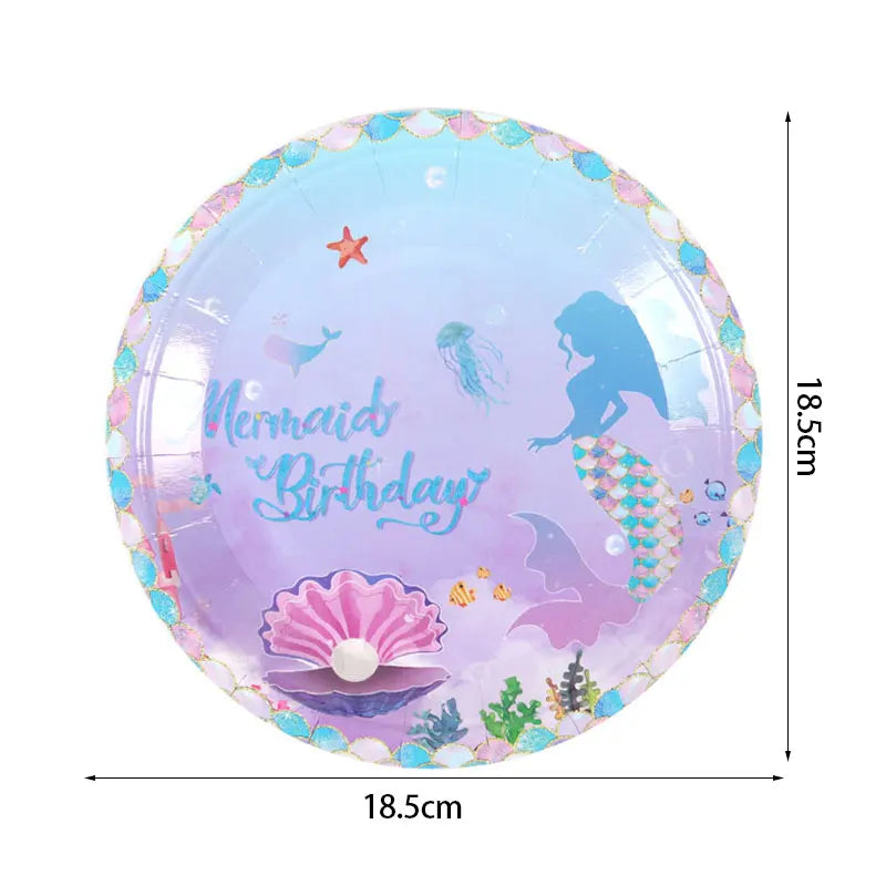 Mermaid Party Decorations Supplies Mermaid Disposable Plates Cup Napkins Set for Girls Baby Shower Mermaids Princess Birthday