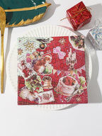 Christmas Party Napkins Disposable Dinner Serviettes Santa Claus Christmas Tree Gifts Flower Element Style Art Decoupage Napkins