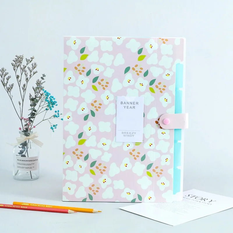 A4 Organ Folder 5 Layers Macaron Colors File Manager Storage Simple Folder for Student School and Office Stationery Supplies