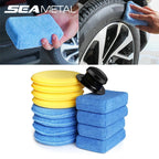SEAMETAL 8-13pcs Microfiber Car Wax Applicator Pads Soft Auto Detailing Wax Sponge Set Car Paint Care Polishing Cleaning Pads