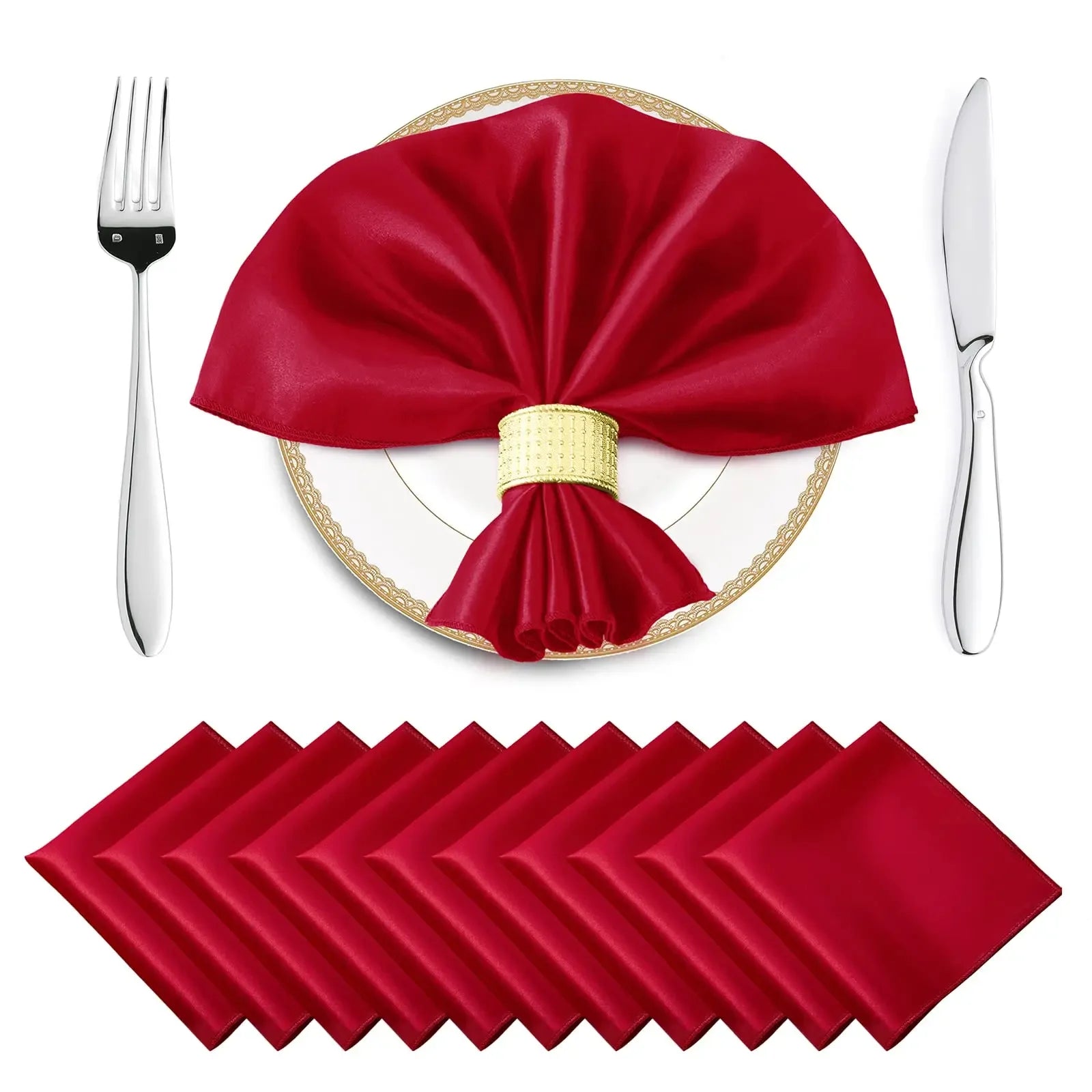 12 Pack Satin Cloth Napkins, 30x30cm Silky Wedding Napkins Cloth, Luxury Dining Table Cloth Napkins for Birthday Holiday Party
