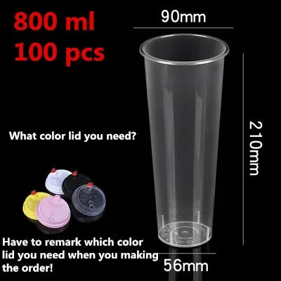 100PCS Plastic Cups With Dome Lids for Iced Cold Drink Coffee Tea Smoothies Sodas Water Party Disposable Tableware dessert cups