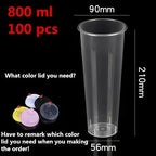 100PCS Plastic Cups With Dome Lids for Iced Cold Drink Coffee Tea Smoothies Sodas Water Party Disposable Tableware dessert cups
