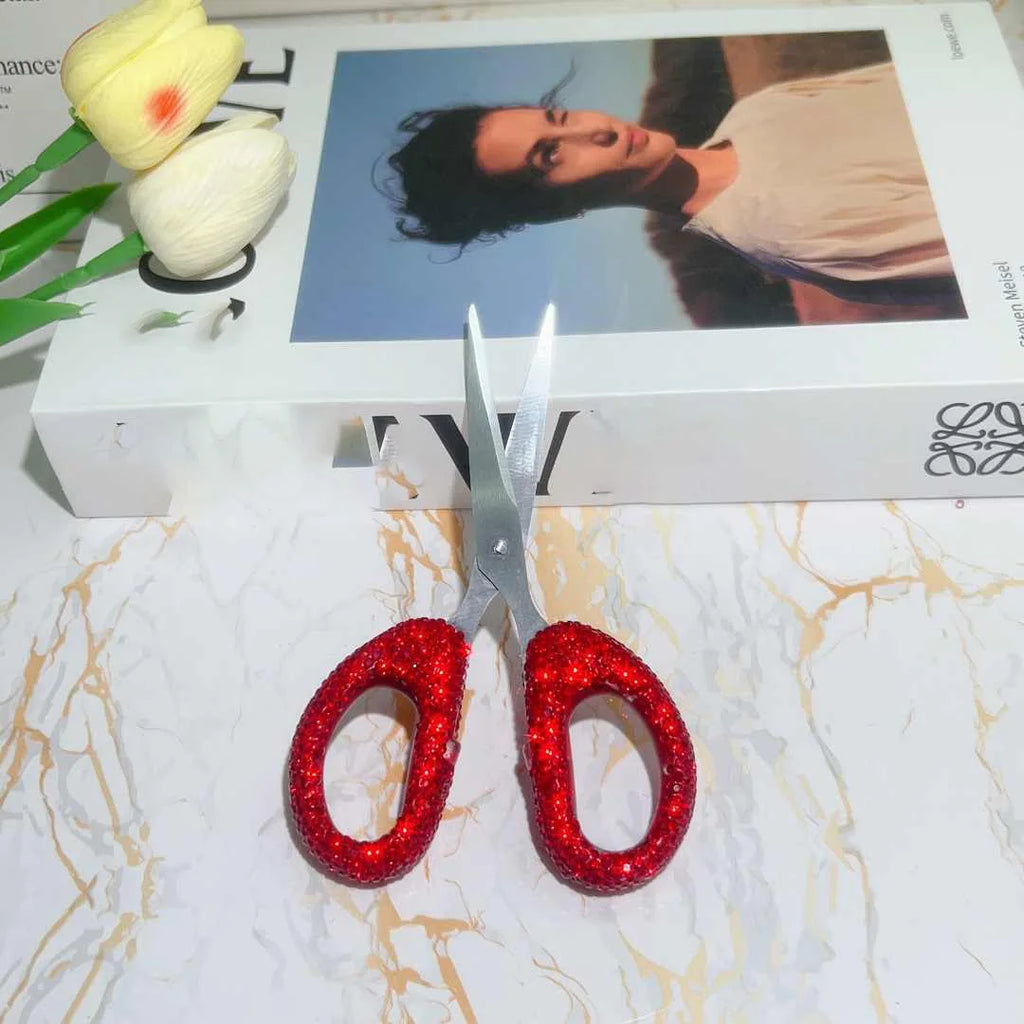 Bling Diamond Stainless Steel Shears Paper Cuttings knife Office Stationery Home Tailor Scissors Kitchen Cutter Cutting Tool