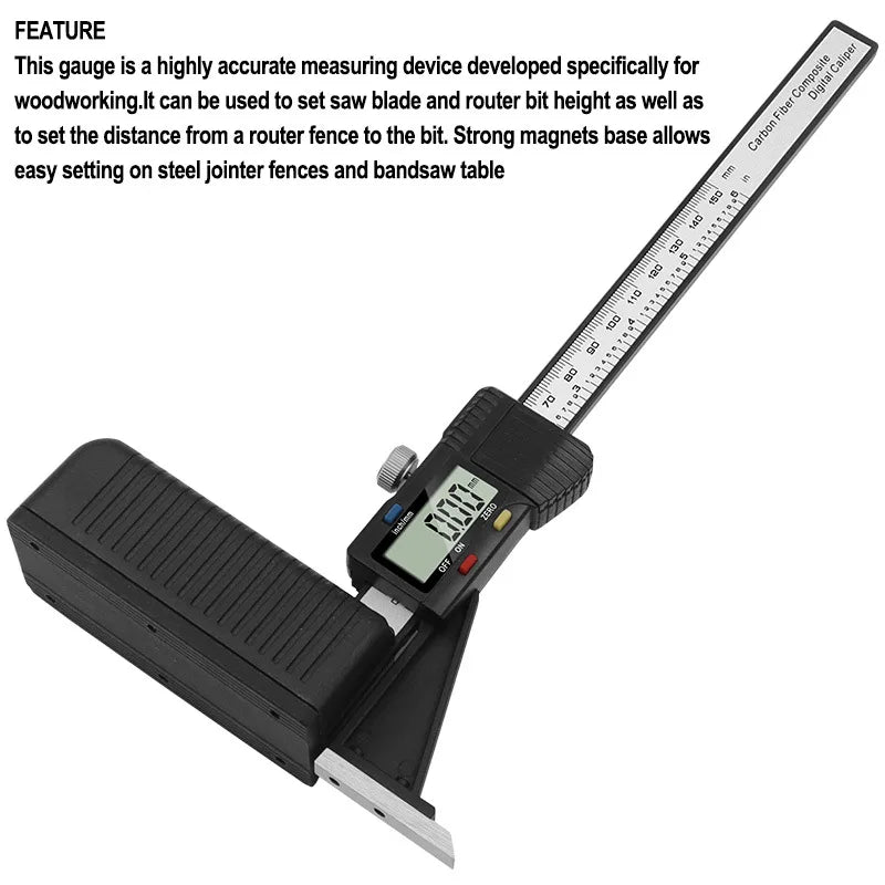 LCD Digital Height Gauge Electronic Digital Height Gauge Vernier Caliper Ruler 0-150mm Wood Table Marking Ruler Measuring Tools
