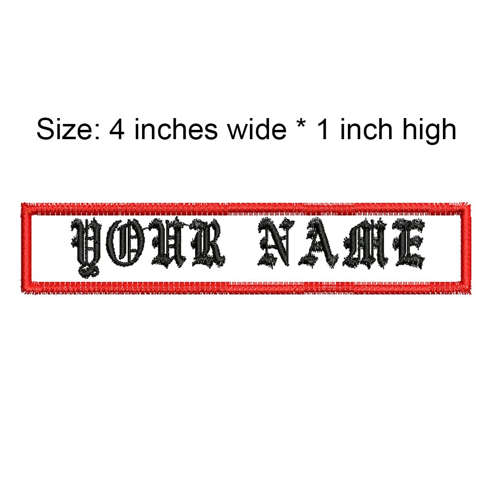 4 Inches Wide Old English Font Custom Name Small Tag Embroidery Patch Iron On Sew On Clothing For Left Chest 8 Colors Choose