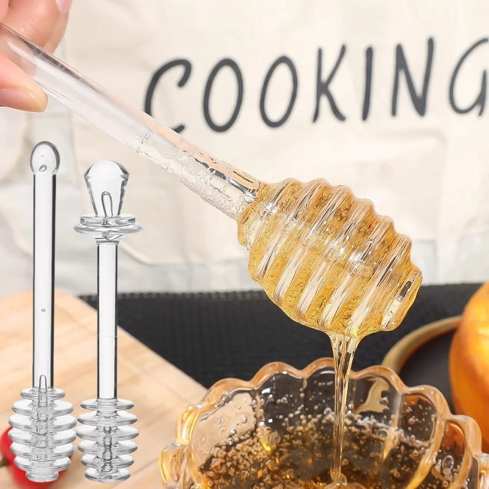 1Pcs Honey Spoon Plastic Honey Dipper Stick Syrup Dispenser Spoon Jar Stick Kitchen Accessories Server Honey Cooking Tools