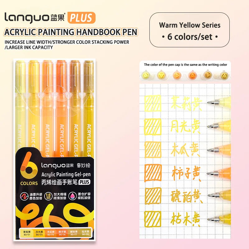 Languo 6/24/36/54/72/90 colors Acrylic Painting Handbook Pens Multi-Color Gel Pen Student Neutral Pen Writing Marker Stationery