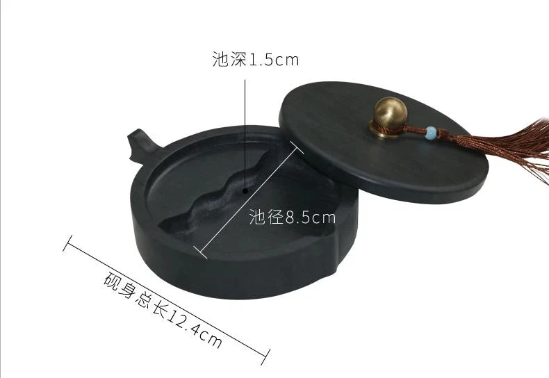 Natural Raw Stone Fish-shaped Ink Slab Multifunctional She Ink Stone Exquisite Traditional Portable Inkstones Beginners Students