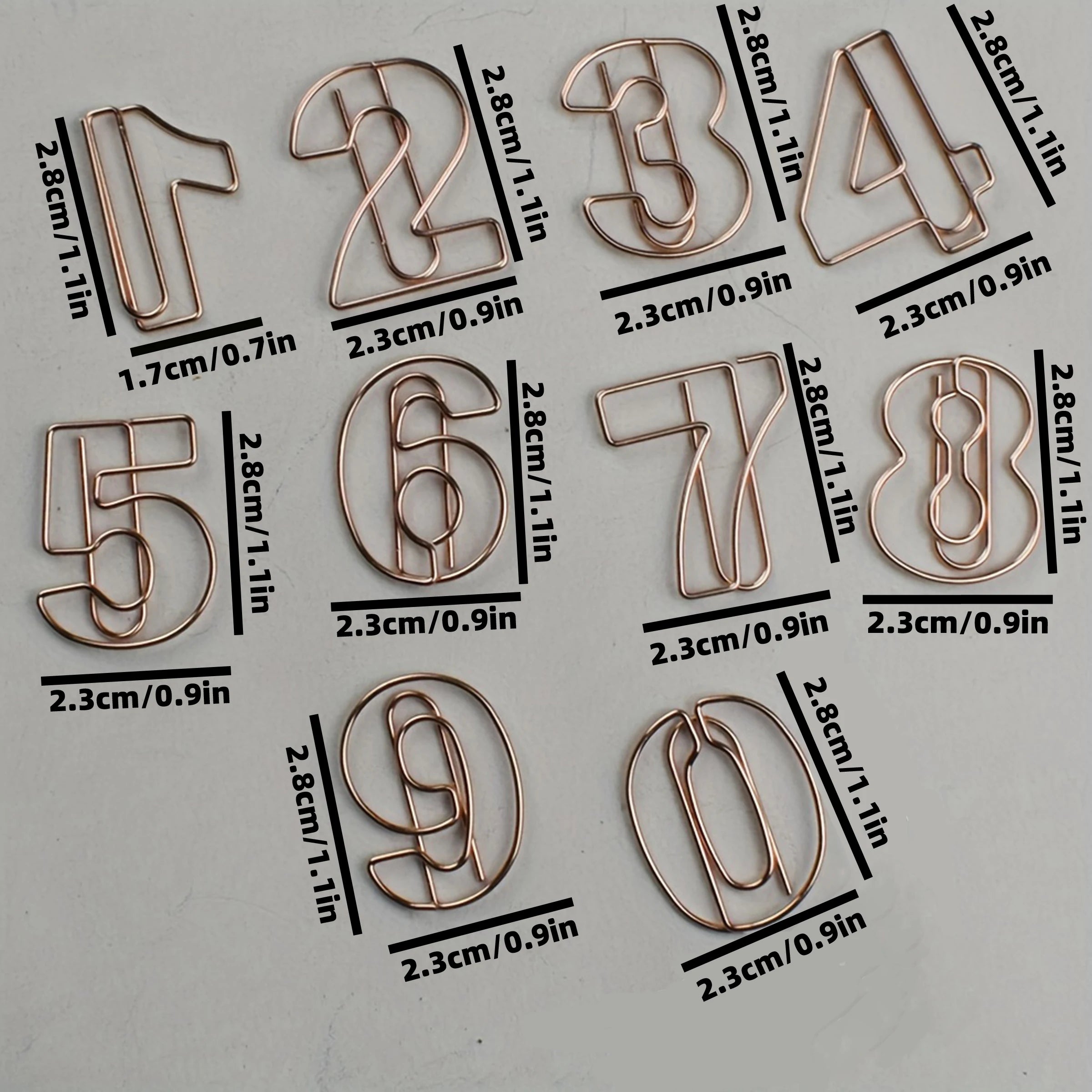 10pcs/Set Metallic Wire-formed 0-9 Number-shaped Paper Clip Bookmarks Paperclips Office Stationery School Supplies