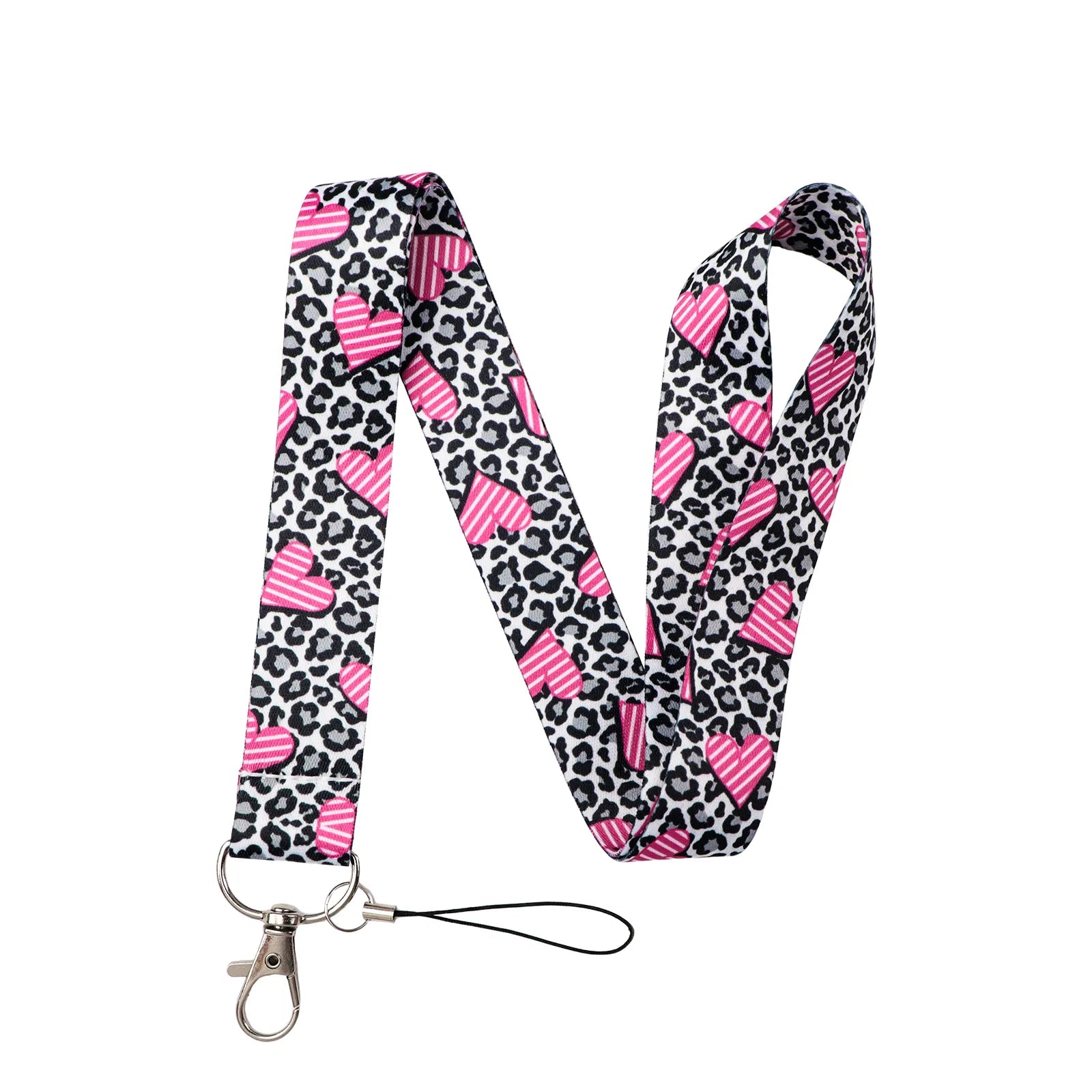 Gray Leopard Print Fashion Lanyard for Key Neck Strap Lanyard Card ID Badge Holder Key Chain Key Holder Keyring Accessories Gift