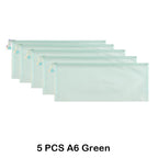 5 PCS A4 A5 A6 Mesh Zipper Pouch Document Bag Waterproof Zip File Folder Storage Bags A4 A5 A6 Office School Supplies Stationery