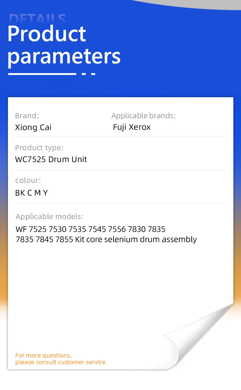 WC7525 Drum Unit,for Fuji Xerox WF 7525 7530 7535 7545 7556 7830 7835 7835 7845 7855 Kit core selenium drum assembly Printer
