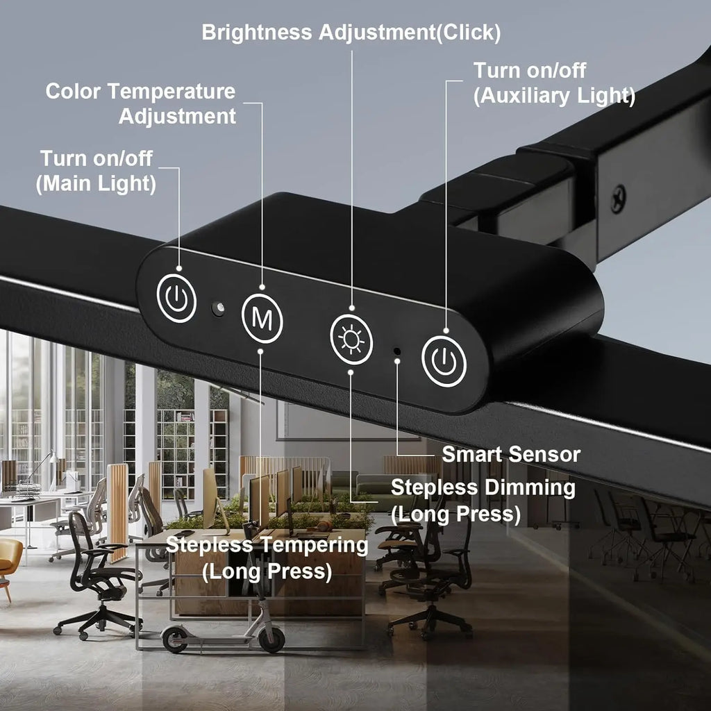 28.2" Large Transformable LED Desk Lamp with Clamp, Architect Ultra Bright 24W Light, Auto Dimming and Sensor Design for Office